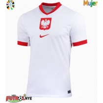 Camiseta Polonia Primera Equipación para mujer Eurocopa 2024 manga corta